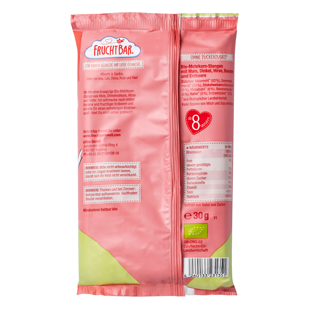 FruchtBar Bio Snacks Bâtons Multicéréales Banane à l’unité
