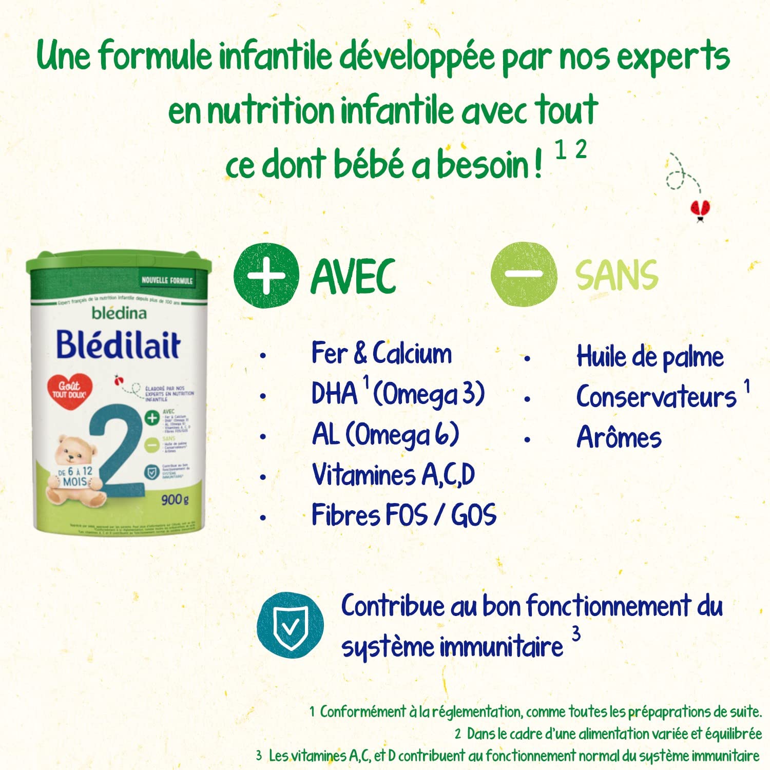 Blédina Blédilait 2 Lait en Poudre 6-12 Mois 900g x3 au DHA