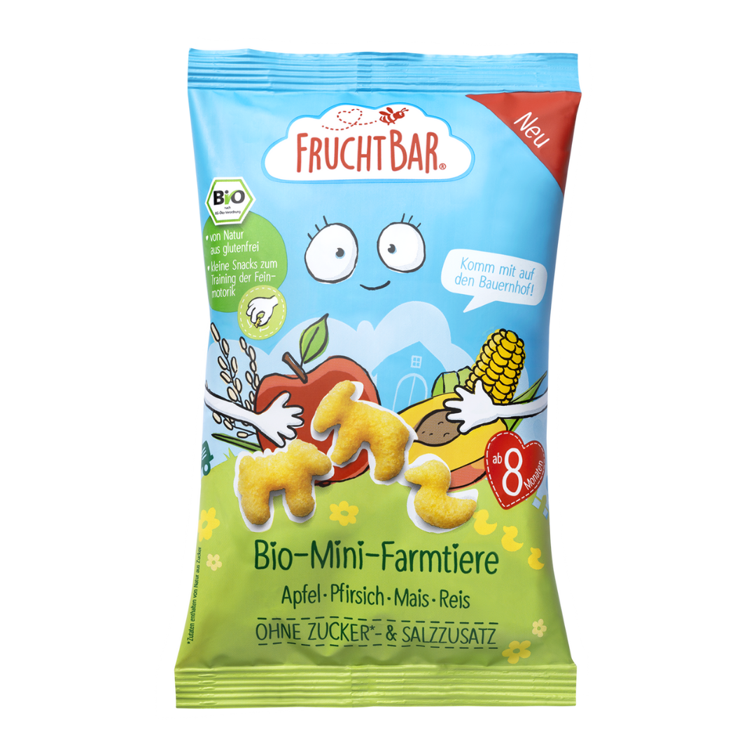 FruchtBar Bio Snacks Mini Farmtiere Pomme Maïs à l'unité 8 mois
