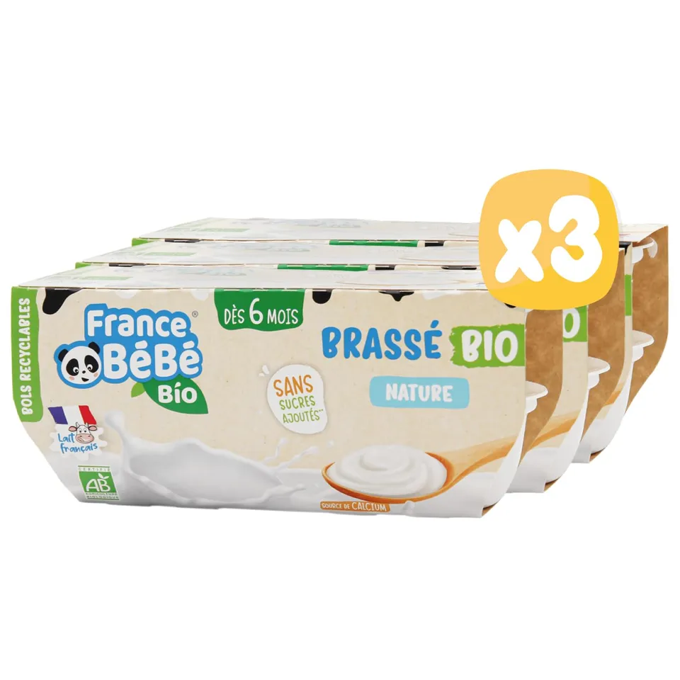 France Bébé Brassés Nature brassé bébé bio 12x100g dès 6 mois