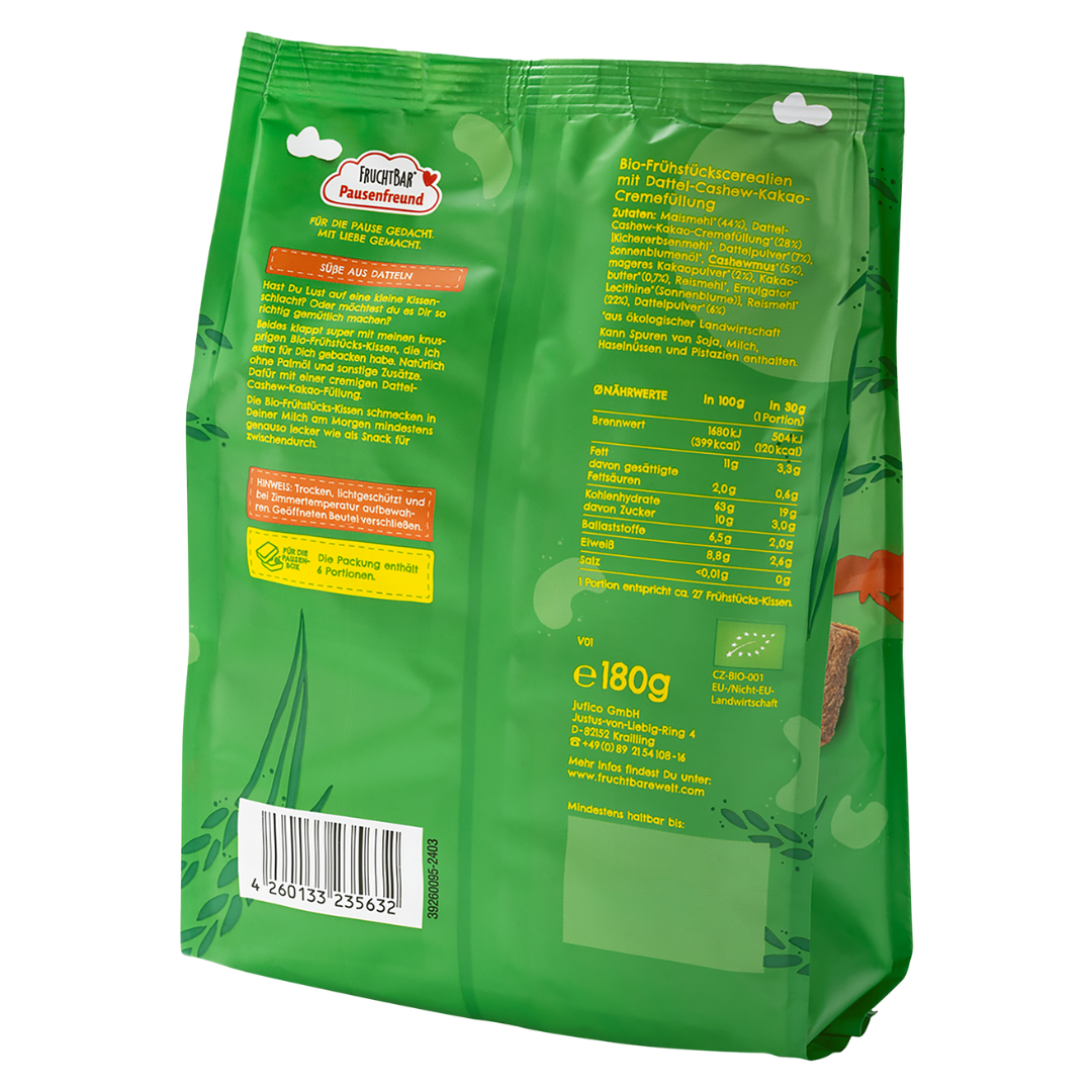 FruchtBar Bio Frühstück coussin snack dès 3 ans datte cacao