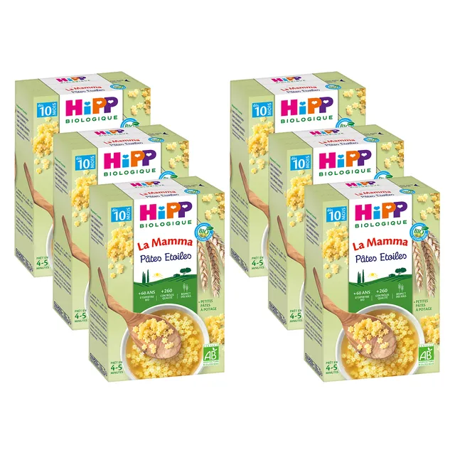 HiPP Céréales Pâtes Étoiles Bébé Bio 320 g Lot 6