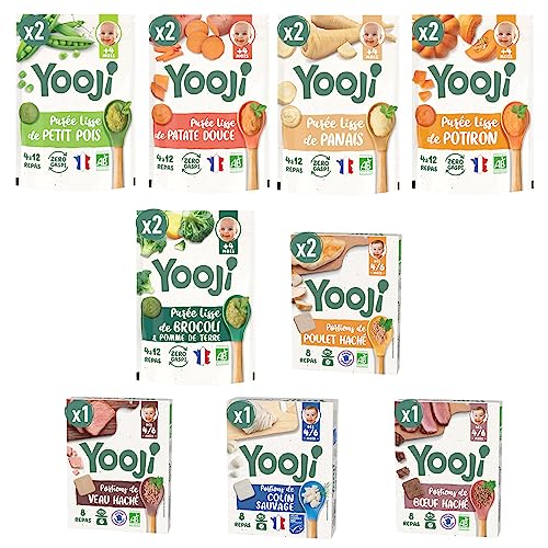 Yooji Purée lisse 40 repas bébé bio surgelé 4 mois légumes viande