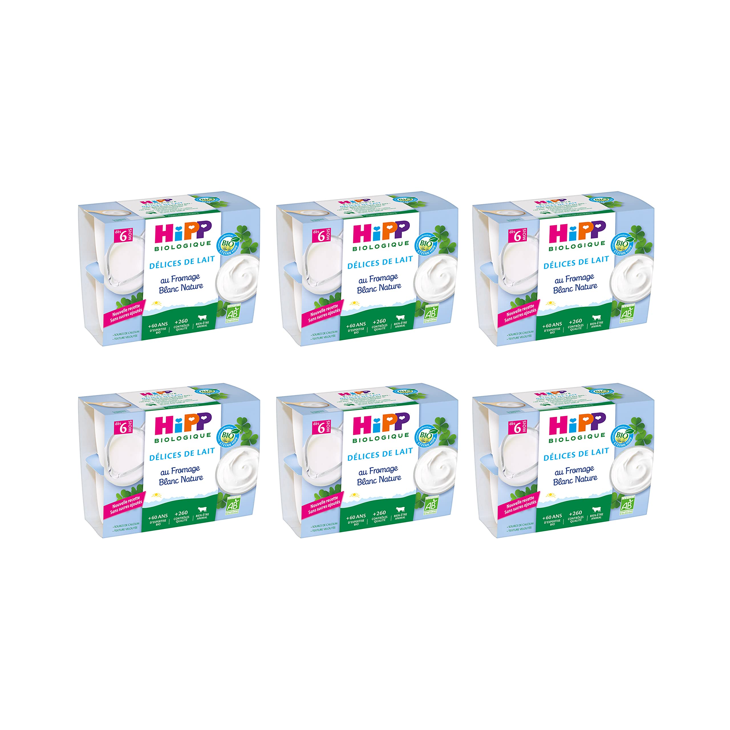 HiPP Délices de Lait Fromage Blanc dessert bébé 6x4x100g