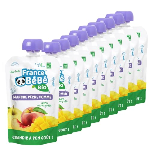 France Bébé Gourdes Compote Mangue Pêche Pomme 10x100g