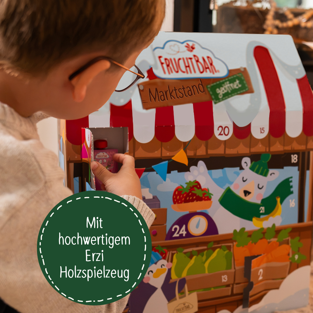 FruchtBar Geschenke Adventskalender Marktstand calendrier de l'avent dès 3 ans