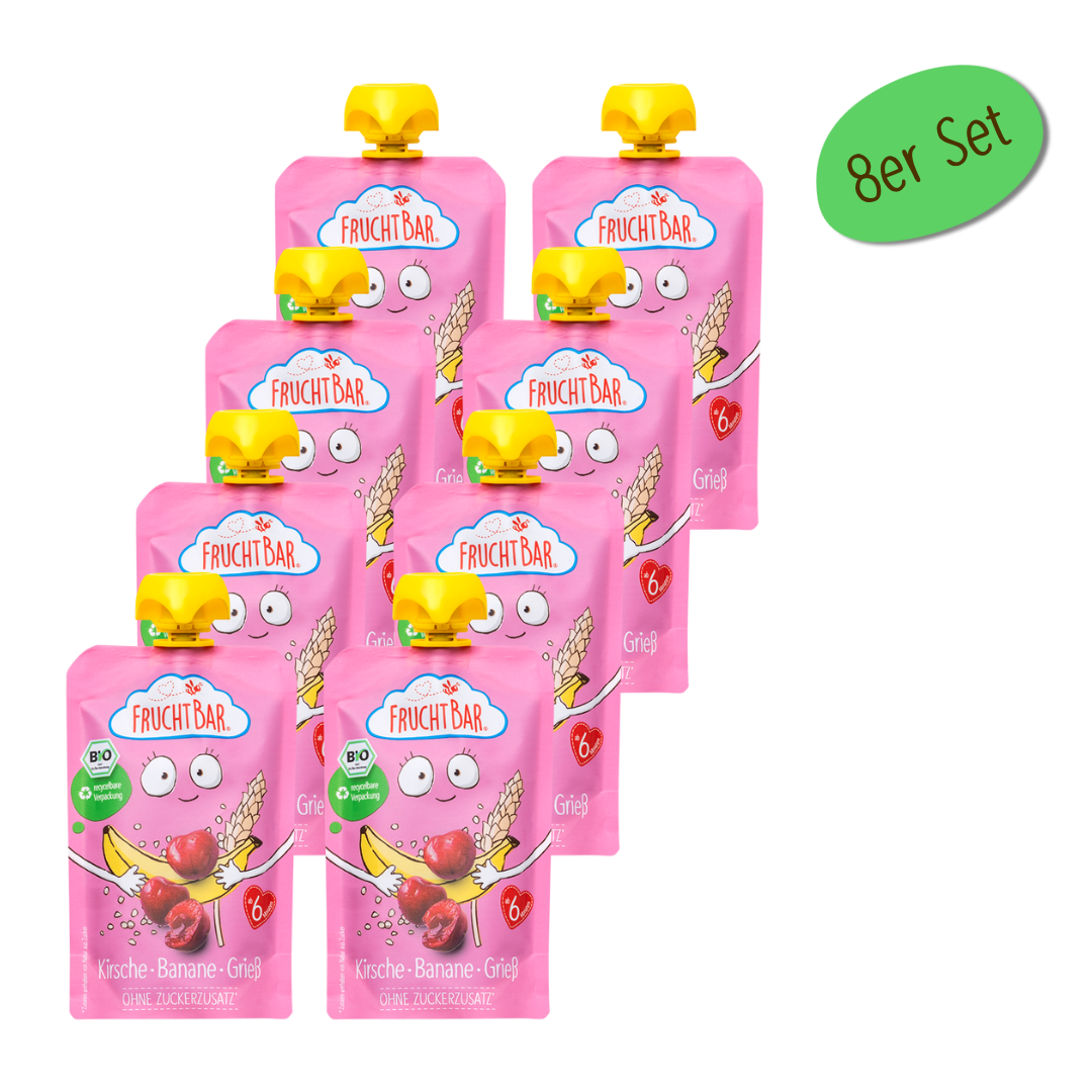 FruchtBar Bio Quetschies gourde cerise banane semoule