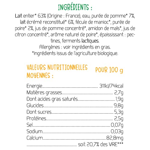 France Bébé Brassé Bio Pomme Poire Bébé 12x100g