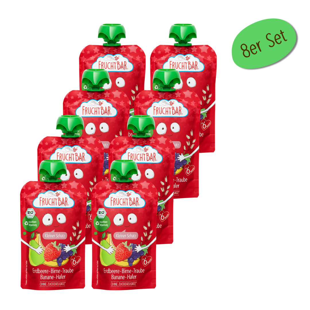 FruchtBar Bio Quetschies Petit Trésor Fraise gourde bébé avoine
