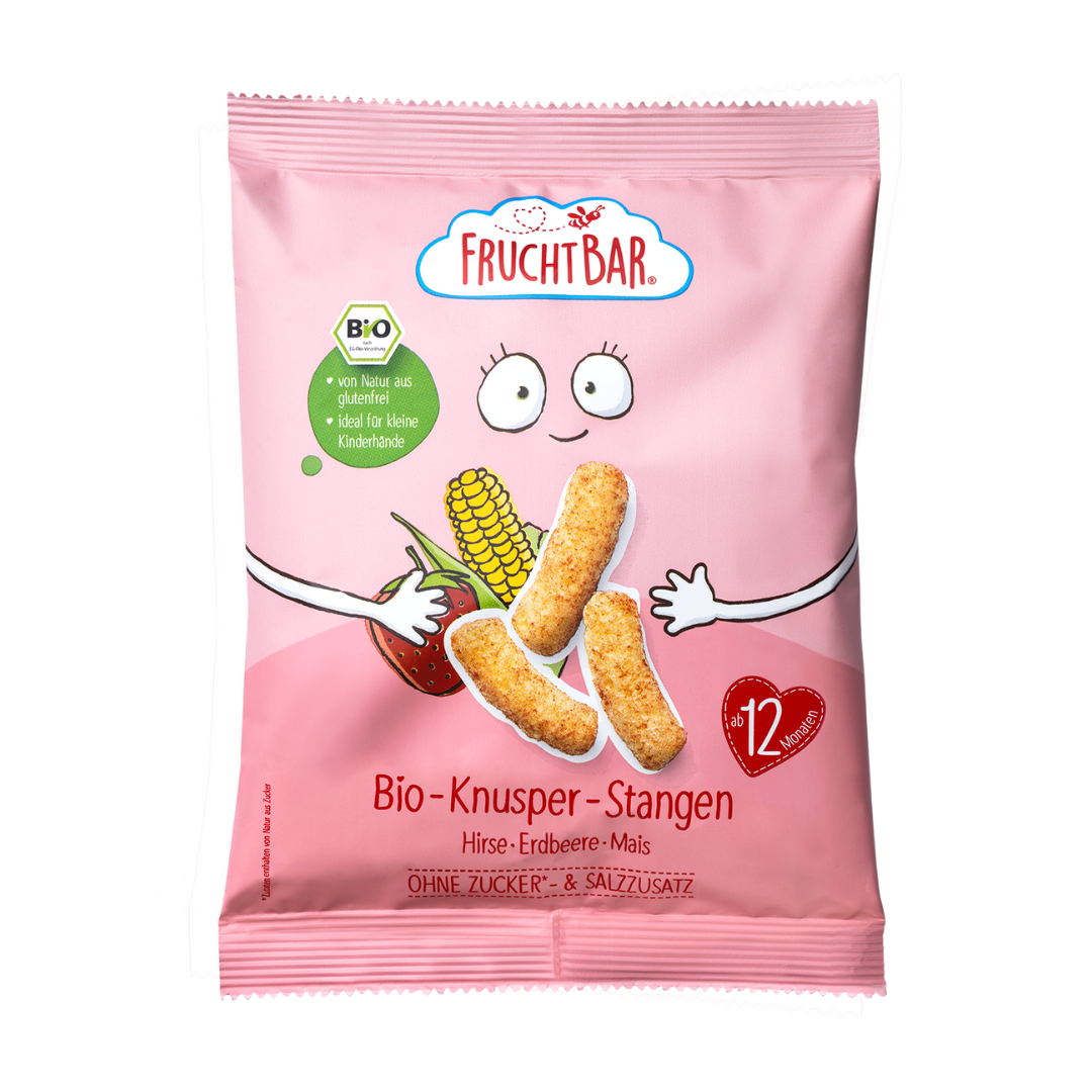 FruchtBar Bio Snacks Knusper Stangen snack bébé fraise