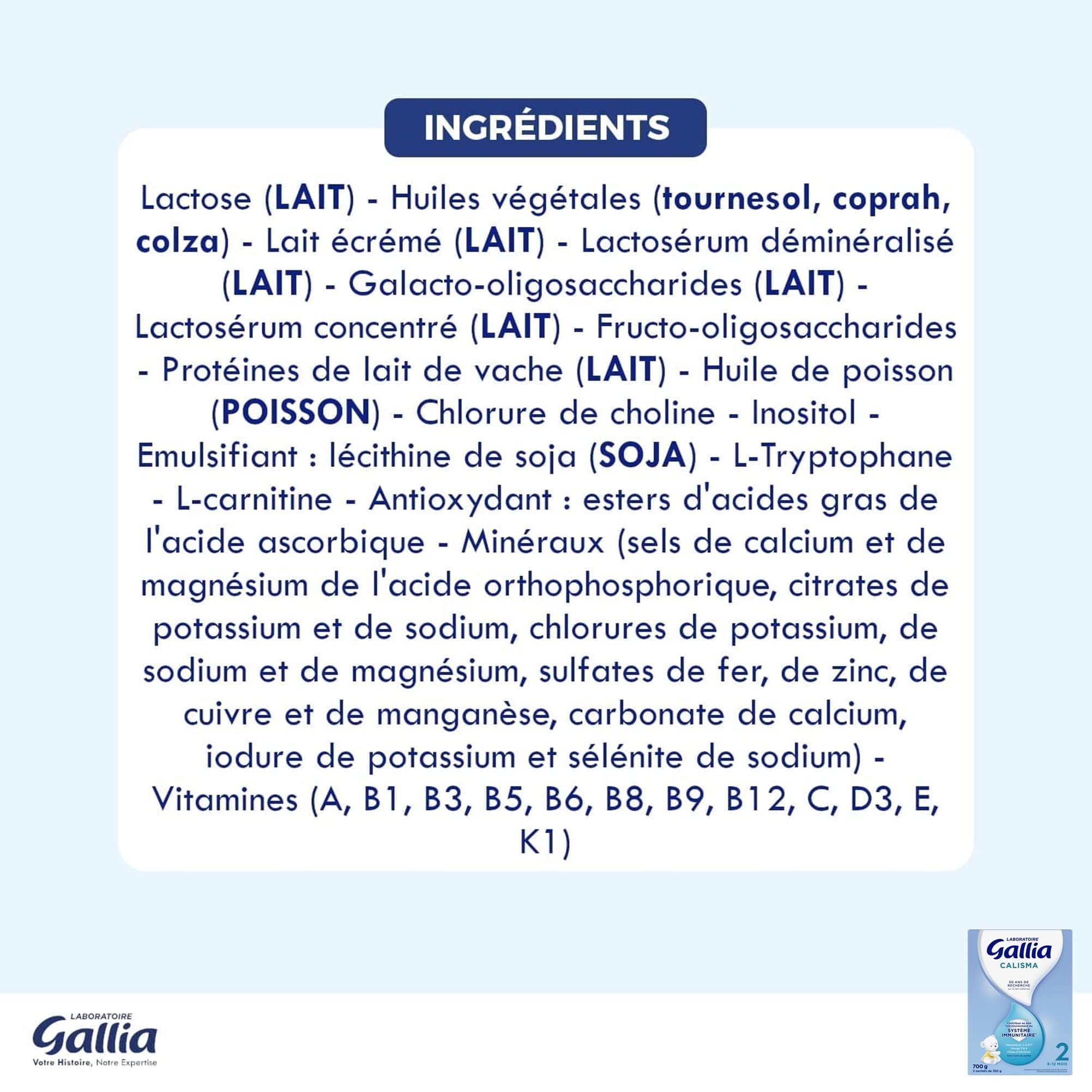 Gallia Calisma 2 lait poudre 6-12 mois 4x700g DHA