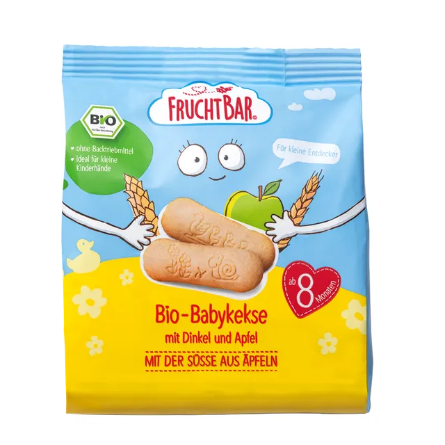 FruchtBar Bio Kekse biscuits bébé épeautre pomme pièce dès 8 mois