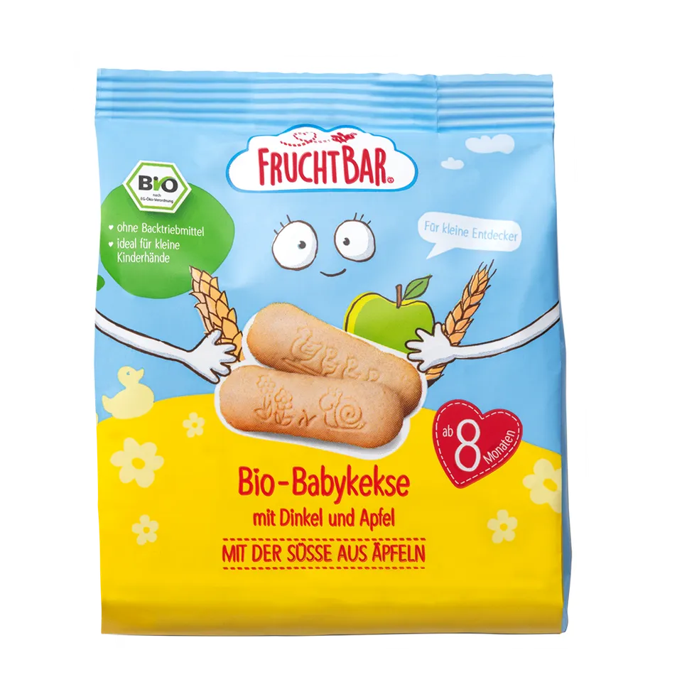 FruchtBar Bio Kekse biscuits bébé épeautre pomme pièce dès 8 mois