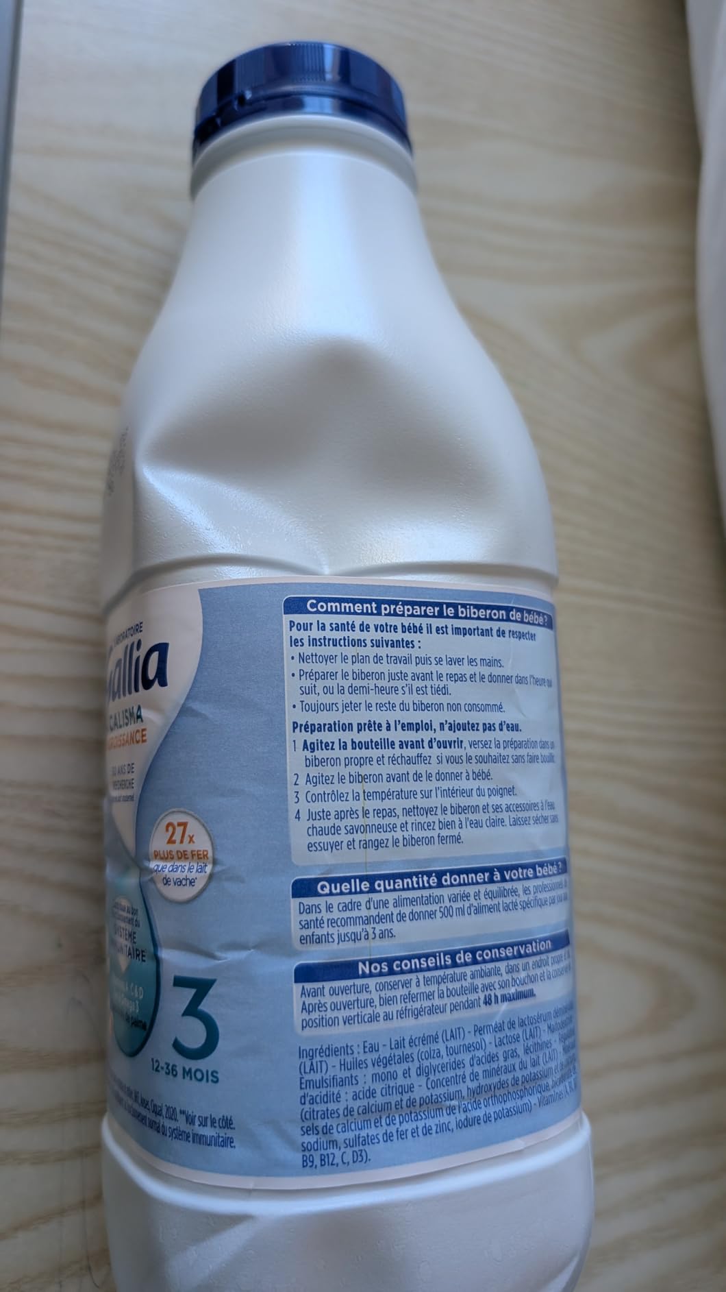 Gallia Calisma lait croissance liquide 12 mois 4x250ml