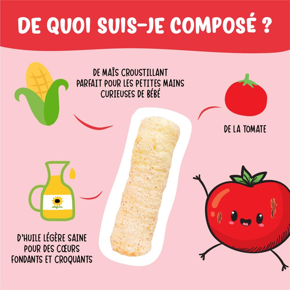 France Bébé Maïs Soufflé Tomate Biscuit Bébé Bio 8x20g