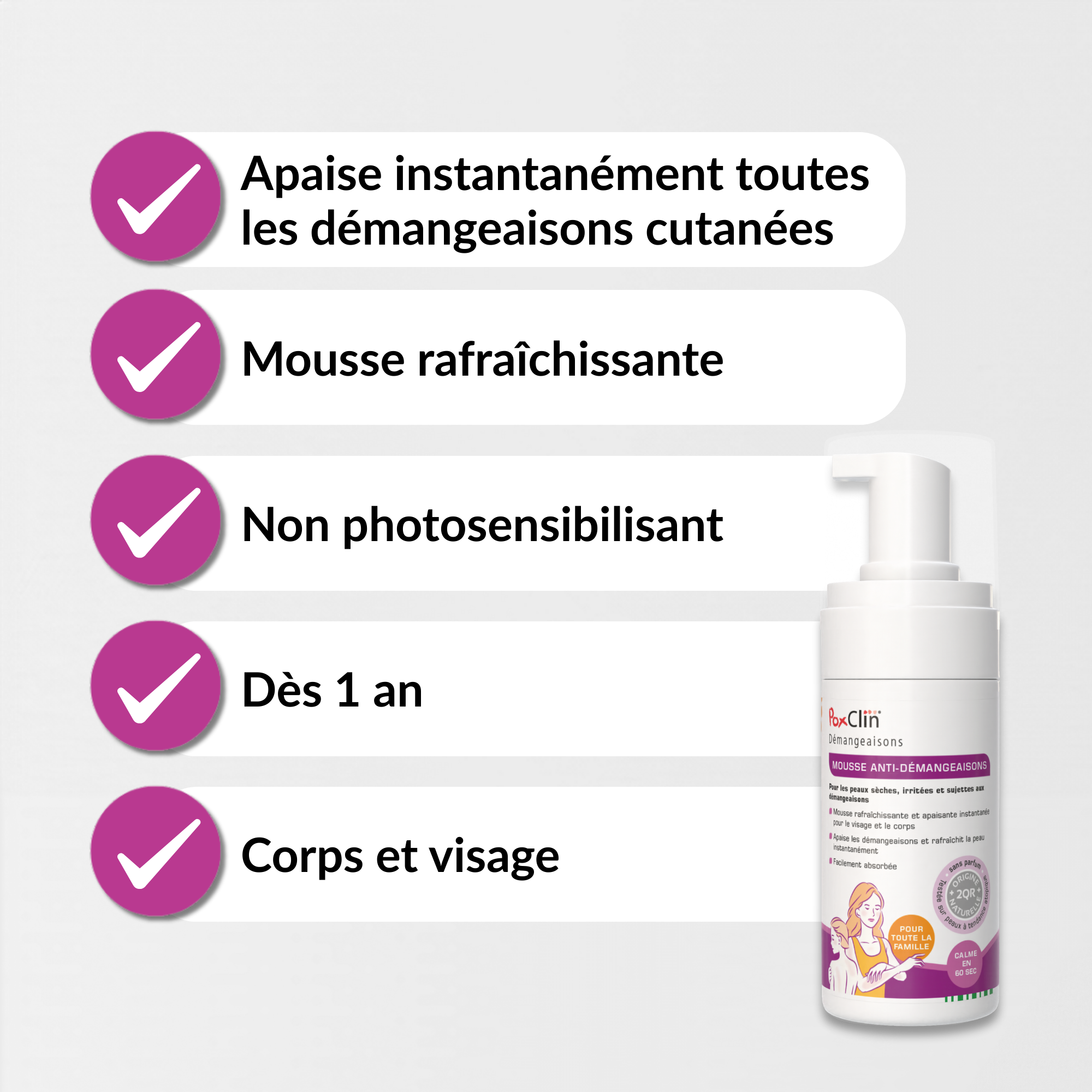 PediAct PoxClin Démangeaisons mousse varicelle 100 mL