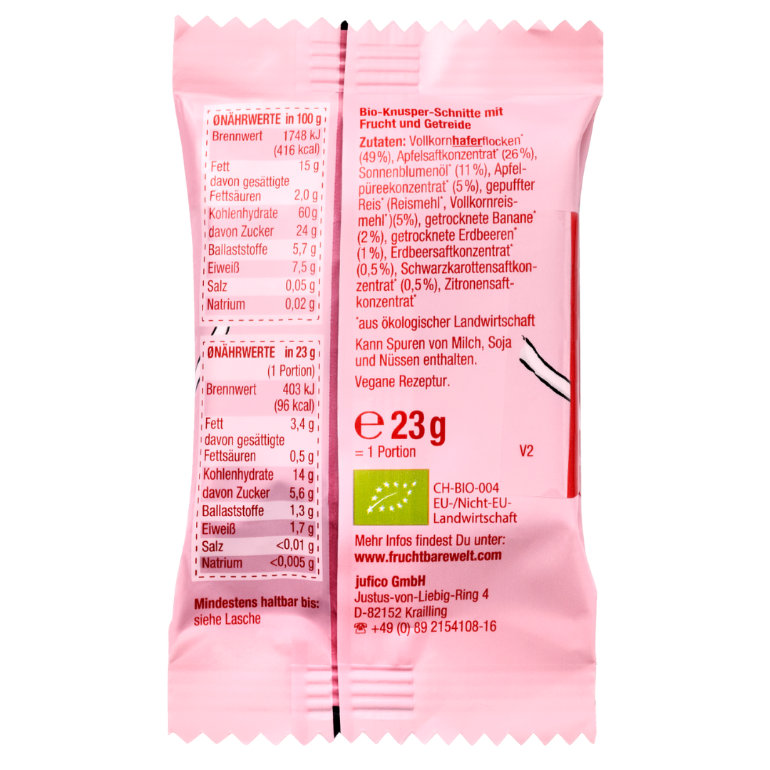 FruchtBar Bio Riegel barre céréales bébé pomme banane pièce