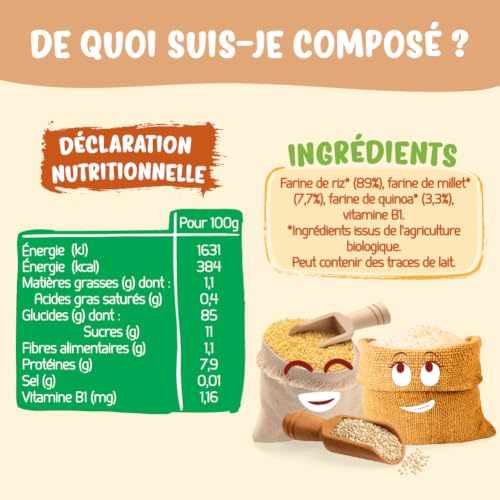 France Bébé Céréales 3 Céréales bio 4 mois 3x200g