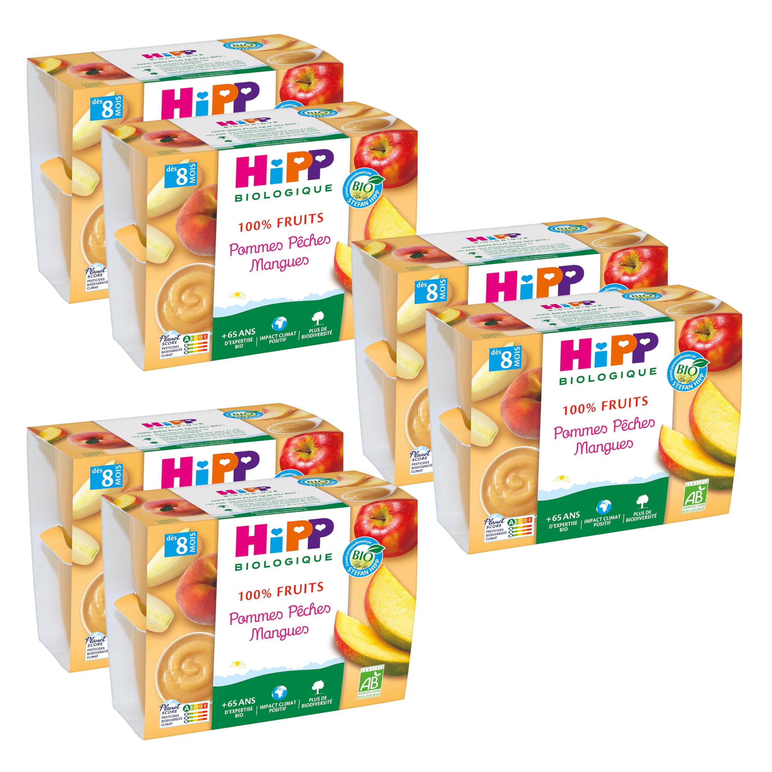 HiPP Fruits Pommes Compote Bébé 6x4x100g Bio Sans Sucres