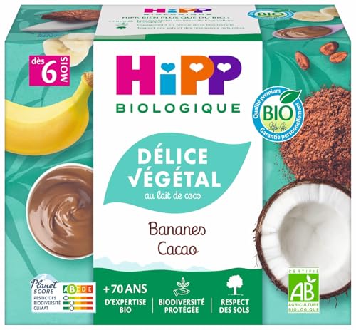 HiPP Fruits en coupelles banane cacao coco dessert 4x100g