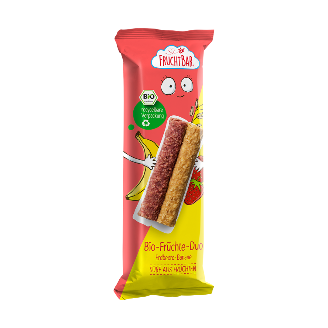 FruchtBar Bio Riegel barre fruits bio fraise banane pièce