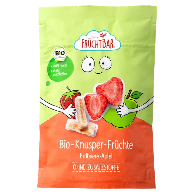 FruchtBar Bio Snacks Knusper Früchte fraise pomme à l'unité