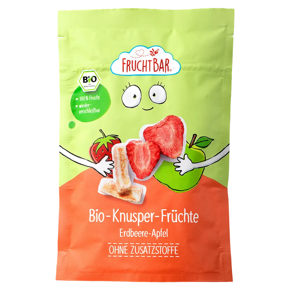 FruchtBar Bio Snacks Knusper Früchte fraise pomme à l'unité