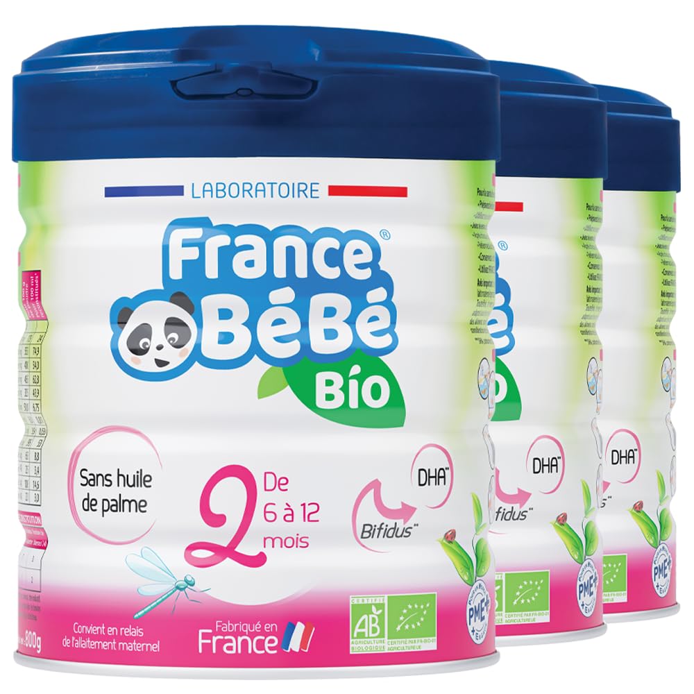 France Bébé Laits en poudre lait 2ème âge bio 3x800g