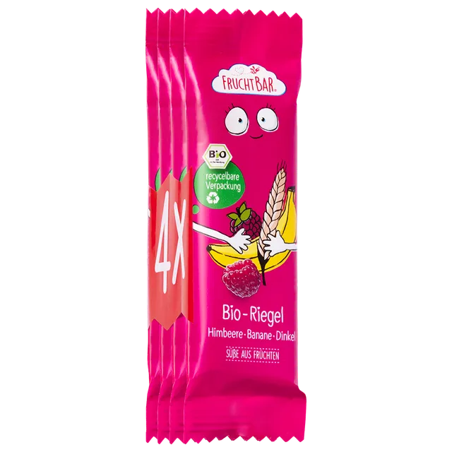 FruchtBar Bio Riegel Himbeere Banane barre avoine framboise