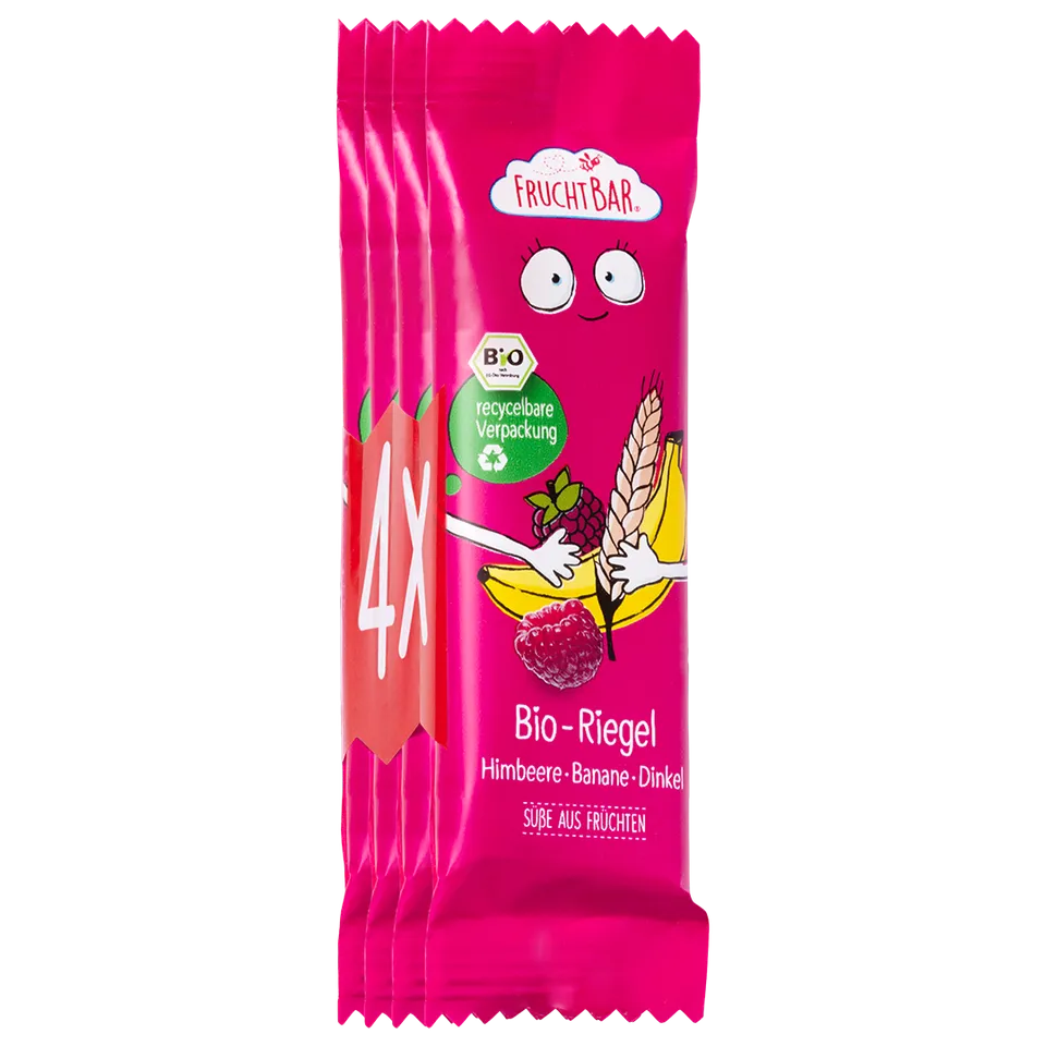 FruchtBar Bio Riegel Himbeere Banane barre avoine framboise