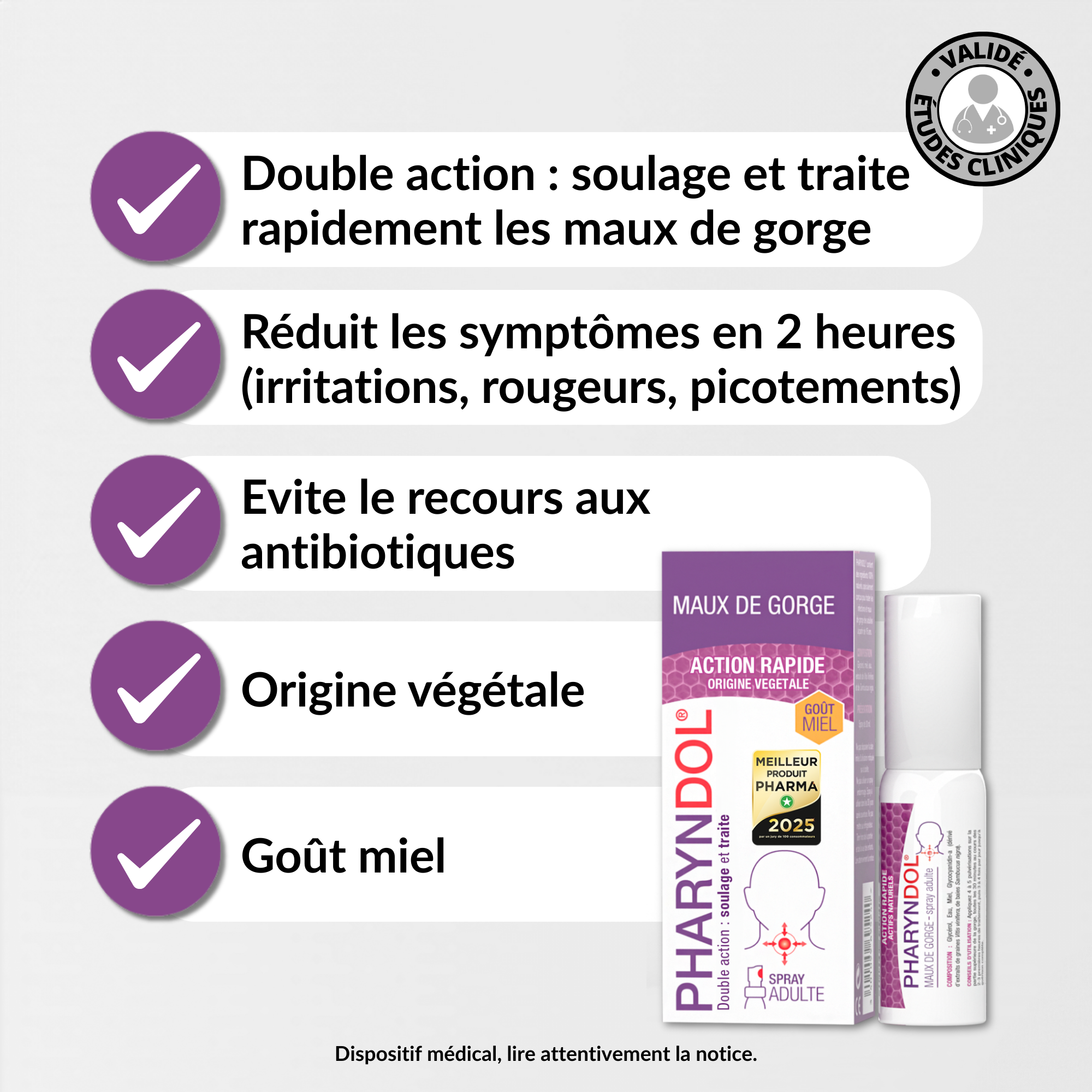 PediAct Pharyndol spray adulte 30 mL goût miel dès 18 ans