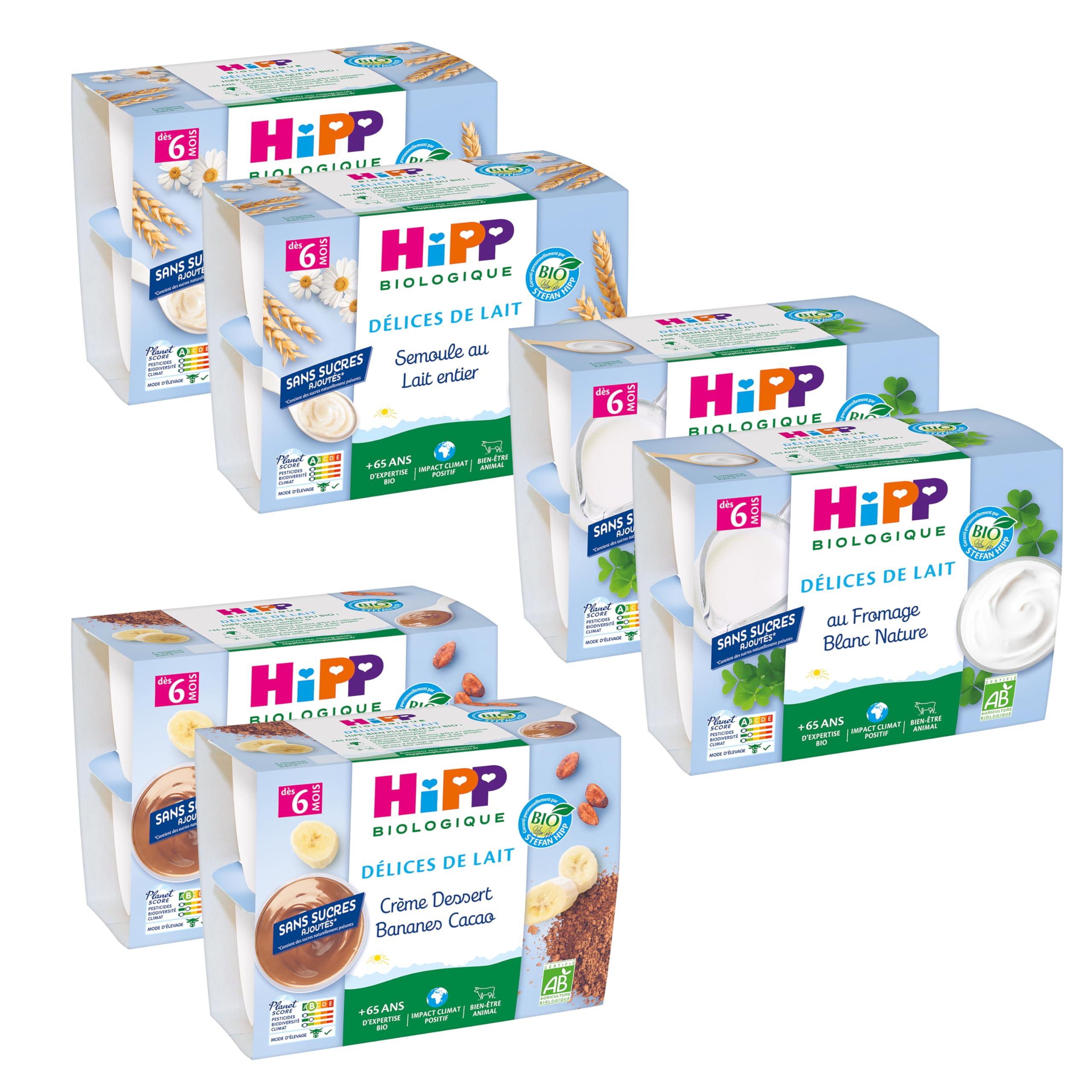 HiPP Délices de Lait Fromage Blanc dessert bébé 6x4x100g