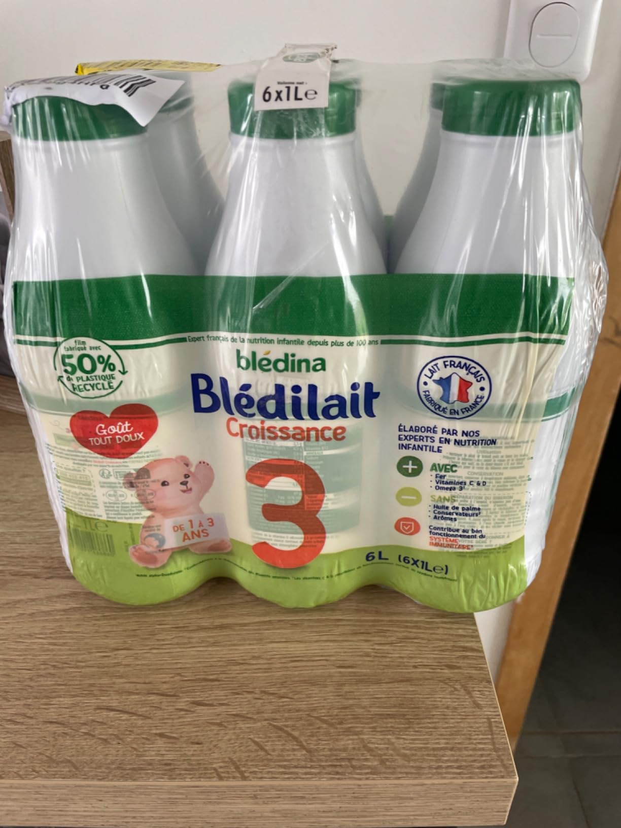 Gallia Blédilait Croissance lait bébé 1-3 ans 6x1L doux