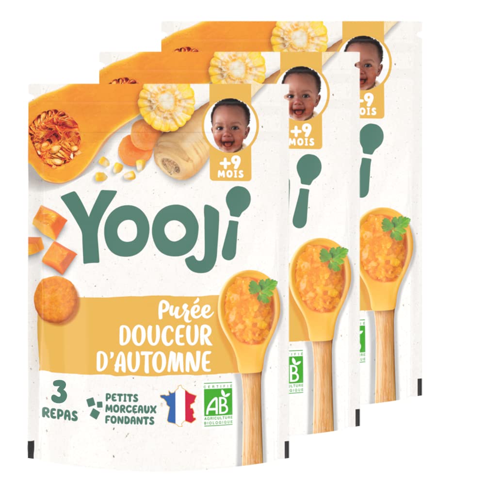 Yooji Purée Lisse Courge Butternut Bio Lot 3x480g dès 4 mois