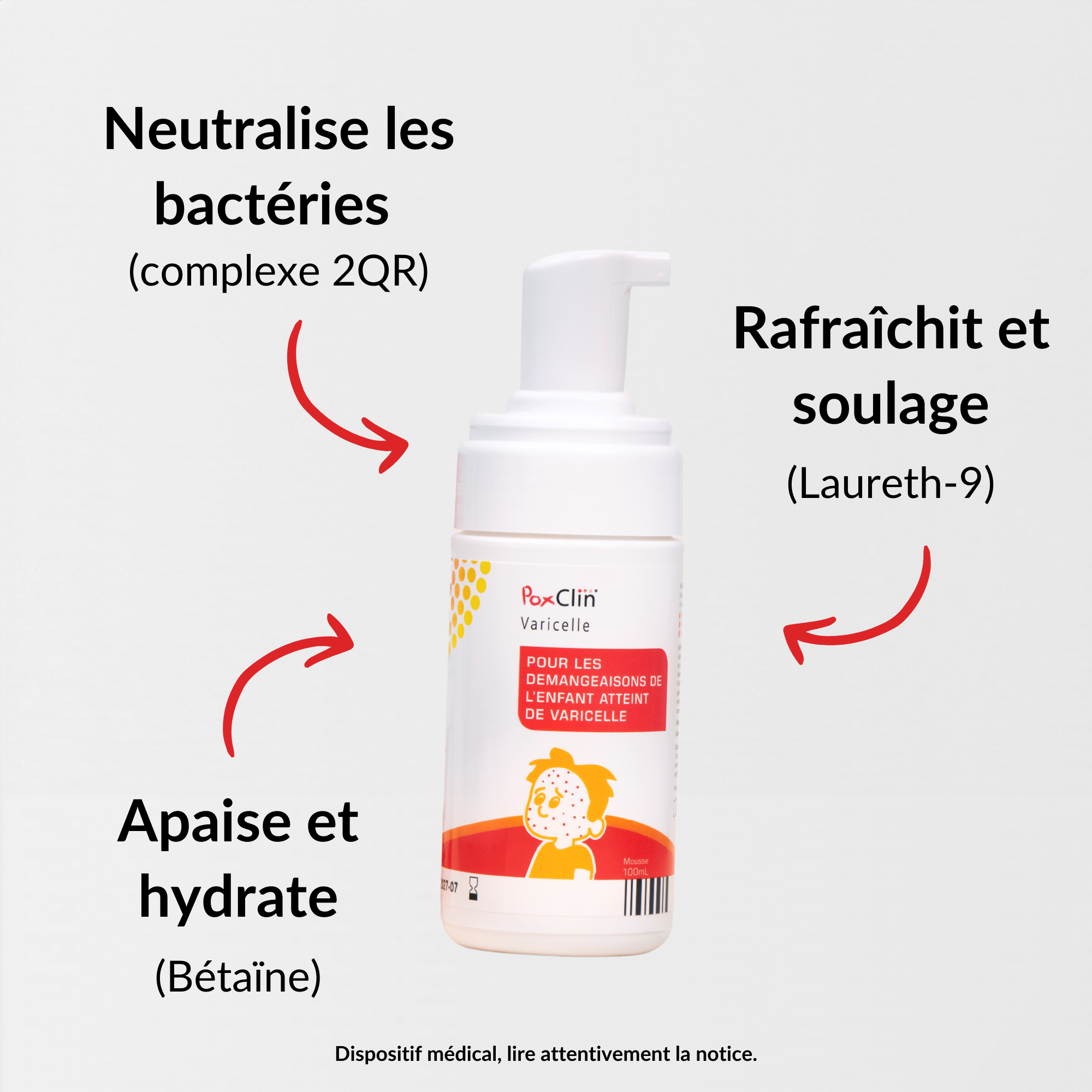 PediAct PoxClin Varicelle Mousse 100mL démangeaisons