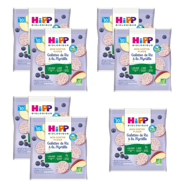 HiPP Goûters Galettes de Riz Myrtille En-cas 7x30g