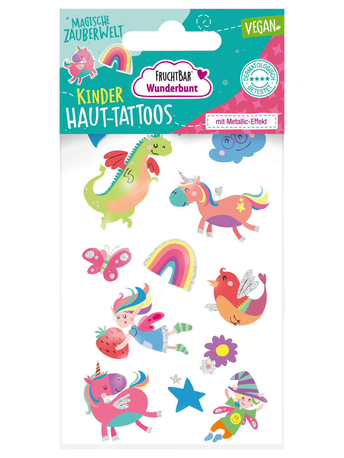FruchtBar Zauberwelt set cadeau enfant snack tattoo ongles