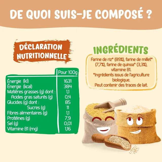 France Bébé Céréales 3 Céréales bio 4 mois 3x200g