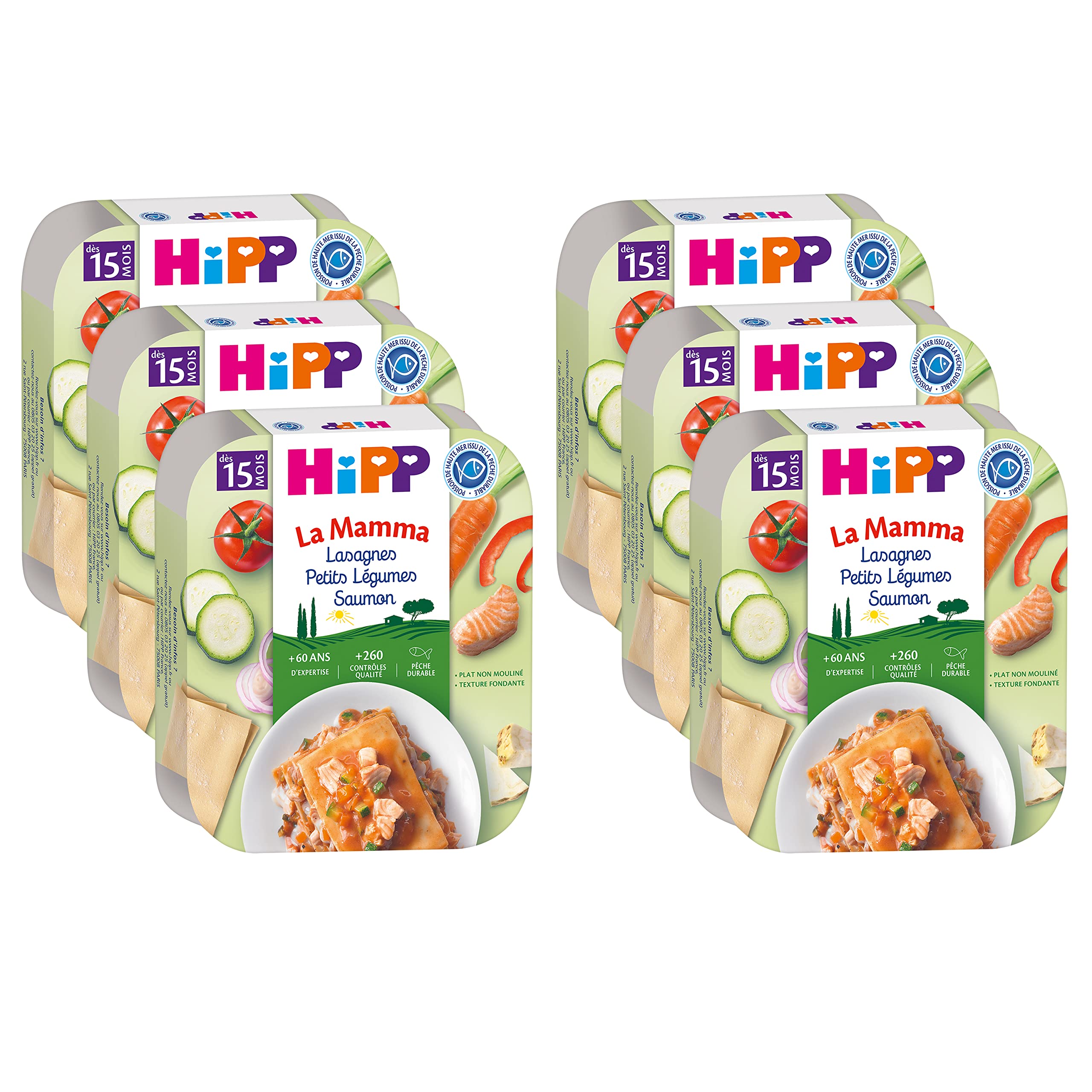HiPP La Mamma plat bébé lasagnes saumon 15 mois 6x250g