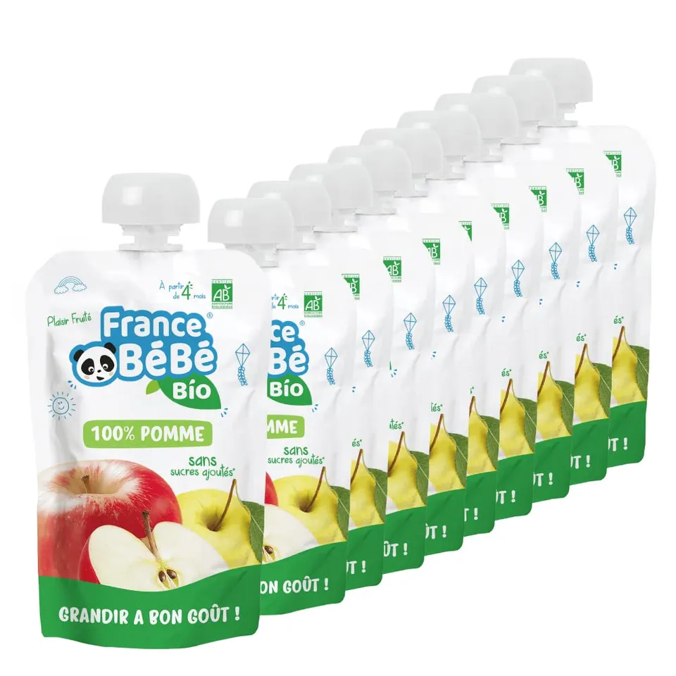 France Bébé Gourdes compote Pomme bio 10x100g dès 4 mois