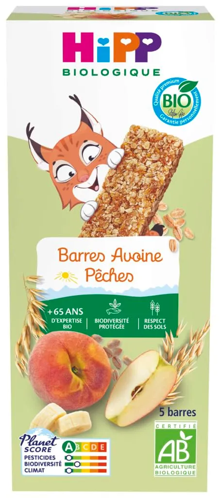 HiPP Goûters Barres Avoine Pêche Snack 5x20g Bio