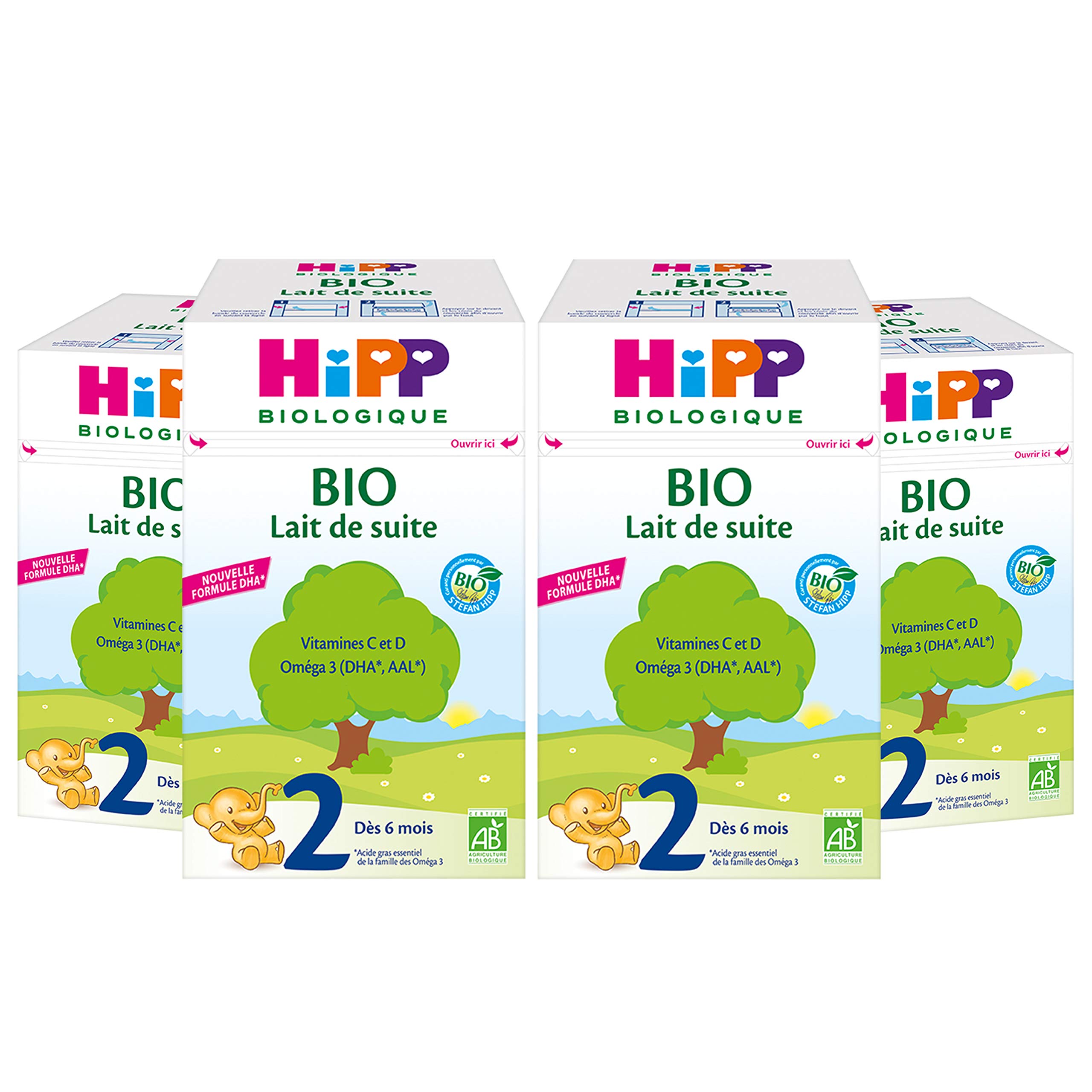 HiPP Laits de suite Lait 2 Bio 700g lot de 4 dès 6 mois