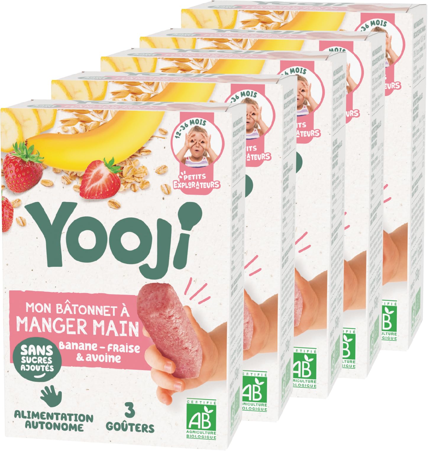 Yooji Bâtonnets Fraise Banane Avoine Bio 15 goûters DME