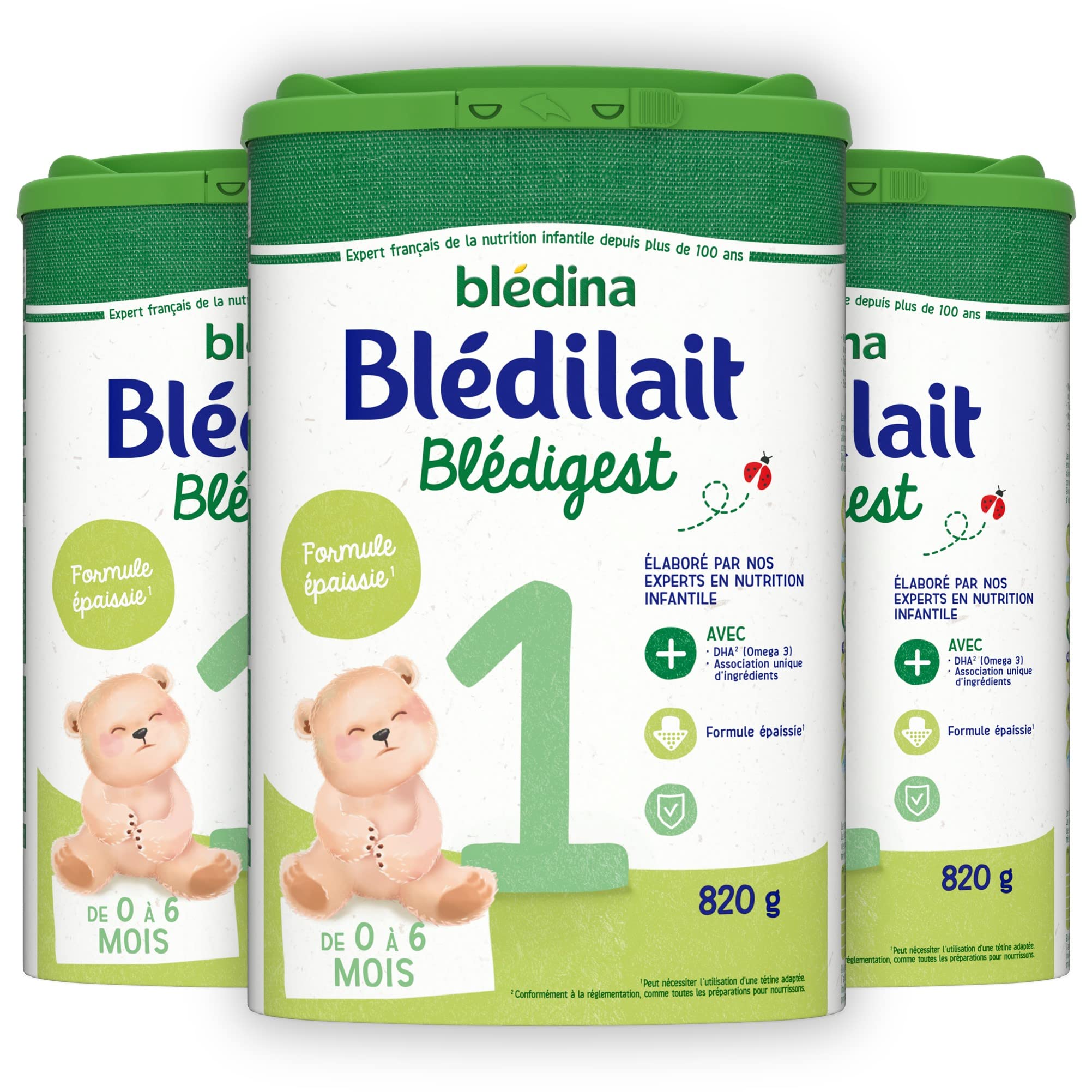 Blédina Blédilait Blédigest 1 lait nourrisson 0-6 mois 3x820g