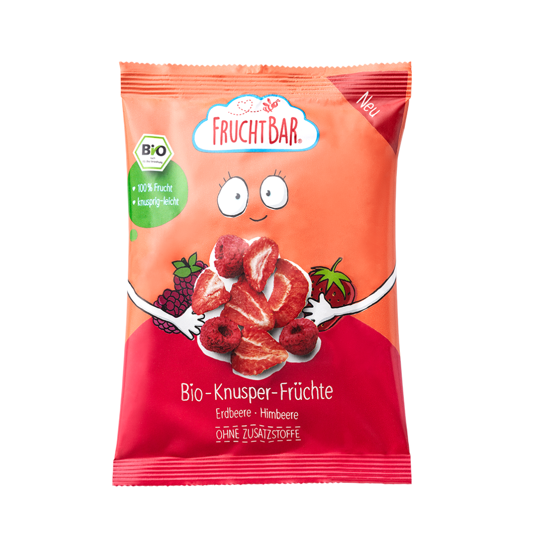 FruchtBar Bio Snacks fruits croustillants fraise framboise 3 ans