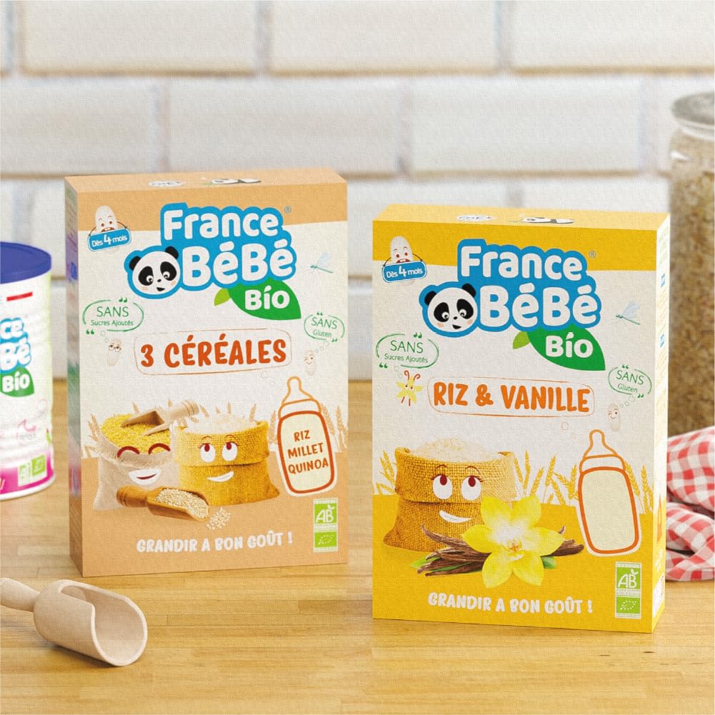 France Bébé Céréales riz vanille 4 mois 3x200g bio