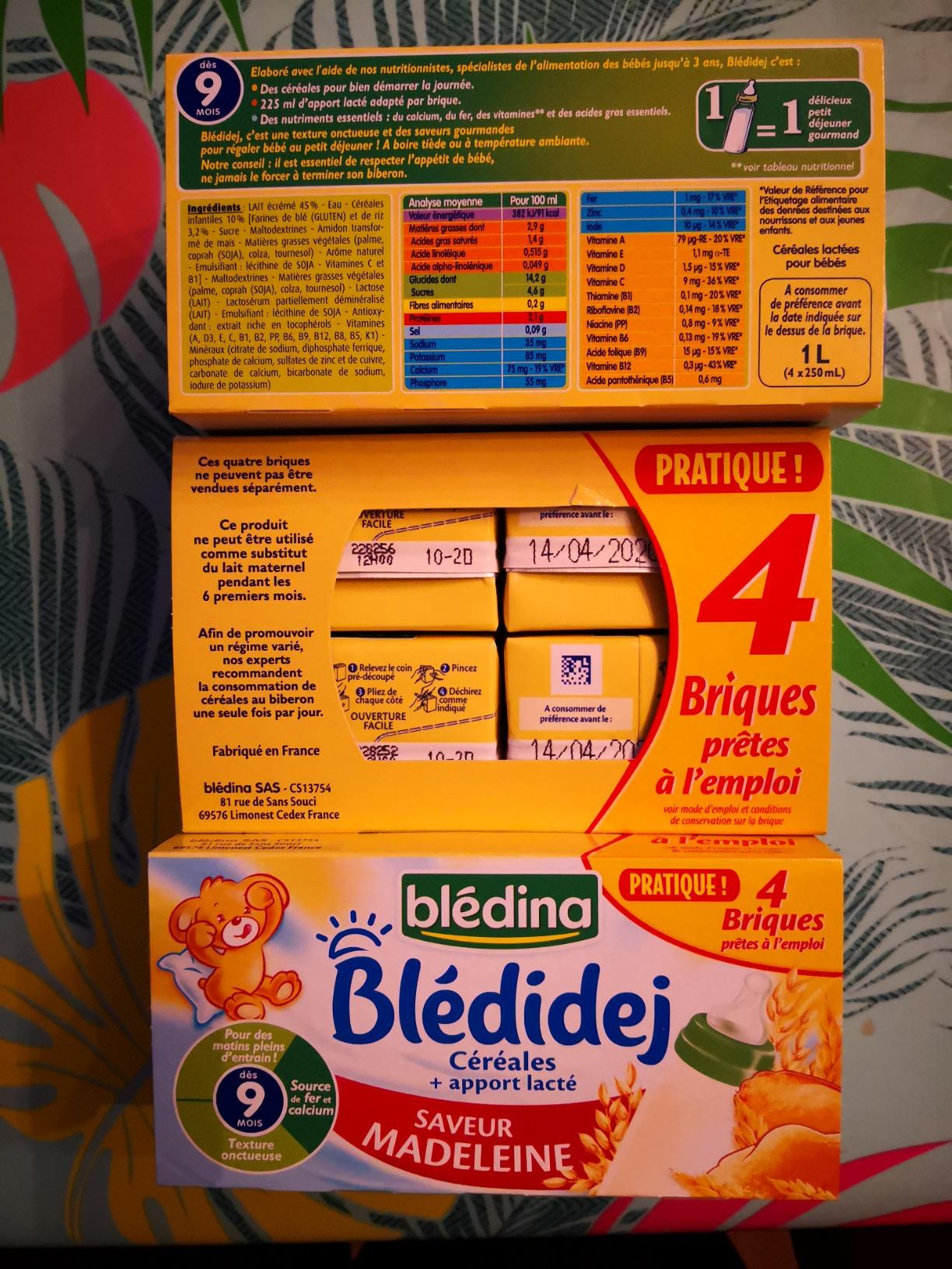 Blédina Blédidej Madeleine céréales lactées 9 mois 12x250ml