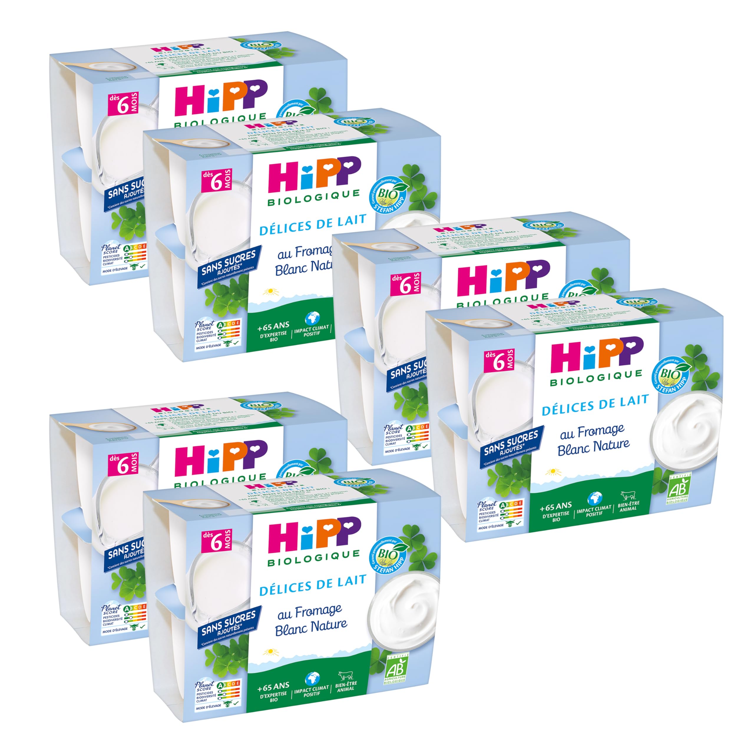 HiPP Délices de Lait Fromage Blanc dessert bébé 6x4x100g