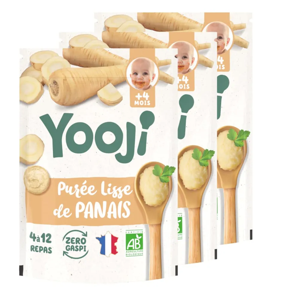 Yooji Purée Lisse Panais Bio Lot 3x480g 12 repas dès 4 mois