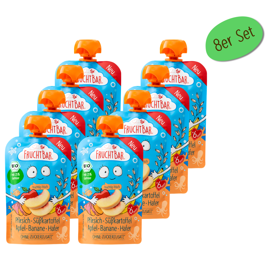 FruchtBar Bio Quetschies Unterwasserwelt compote pêche 6 mois